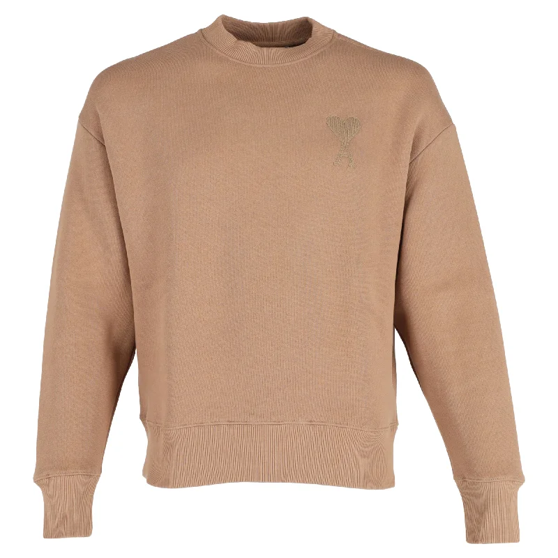 AMI Ami de Coeur Crewneck Sweatshirt in Brown Cotton