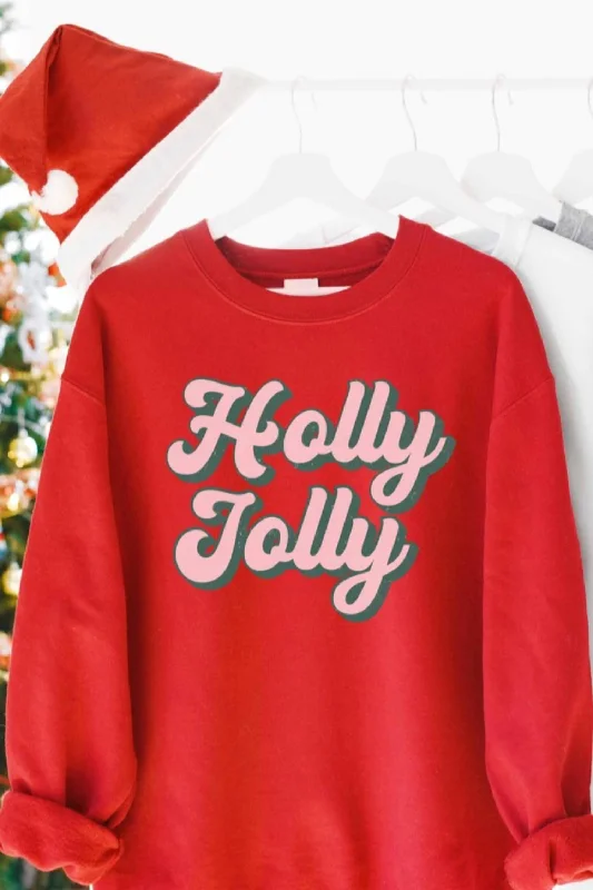 Holly Jolly Graphic Sweatshirt In Red, Green