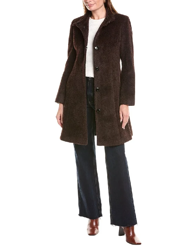 Sofiacashmere Stand Collar Wool & Alpaca-Blend Coat