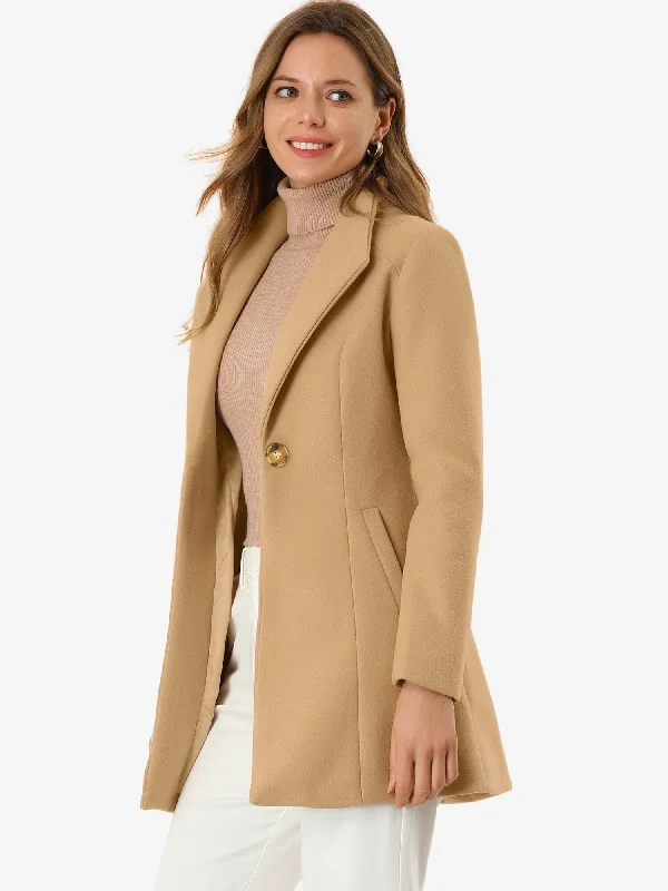 Lapel Collar Buttoned Outerwear Elegant Work Winter Coat