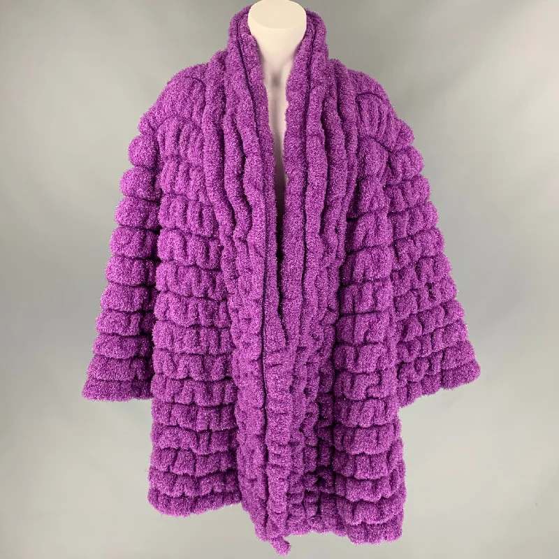 Vintage ANGELA MISSONI Size One Size Purple Textured Oversized Coat